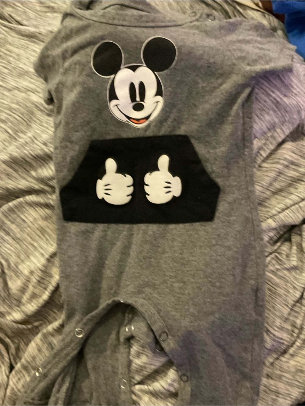 Disney Gray Mickey Mouse Short Sleeve Tee with Black Pocket